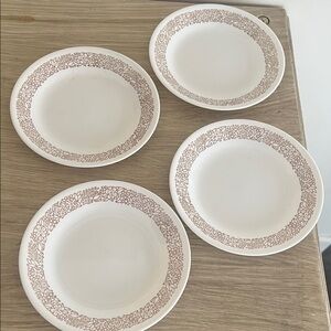 Set of 4 Floral Patterned Dessert Plates WOODLAND BROWN